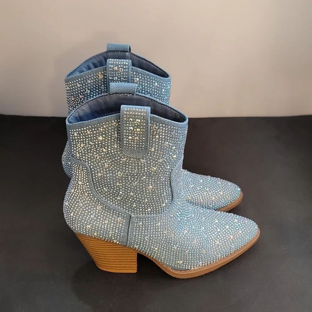 BRAND NEW FOREVER RIVER RHINESTONE WESTERN BOOTIES - Picture 7 of 15